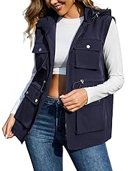 PESION Womens Utility Vest Lightweight Windproof