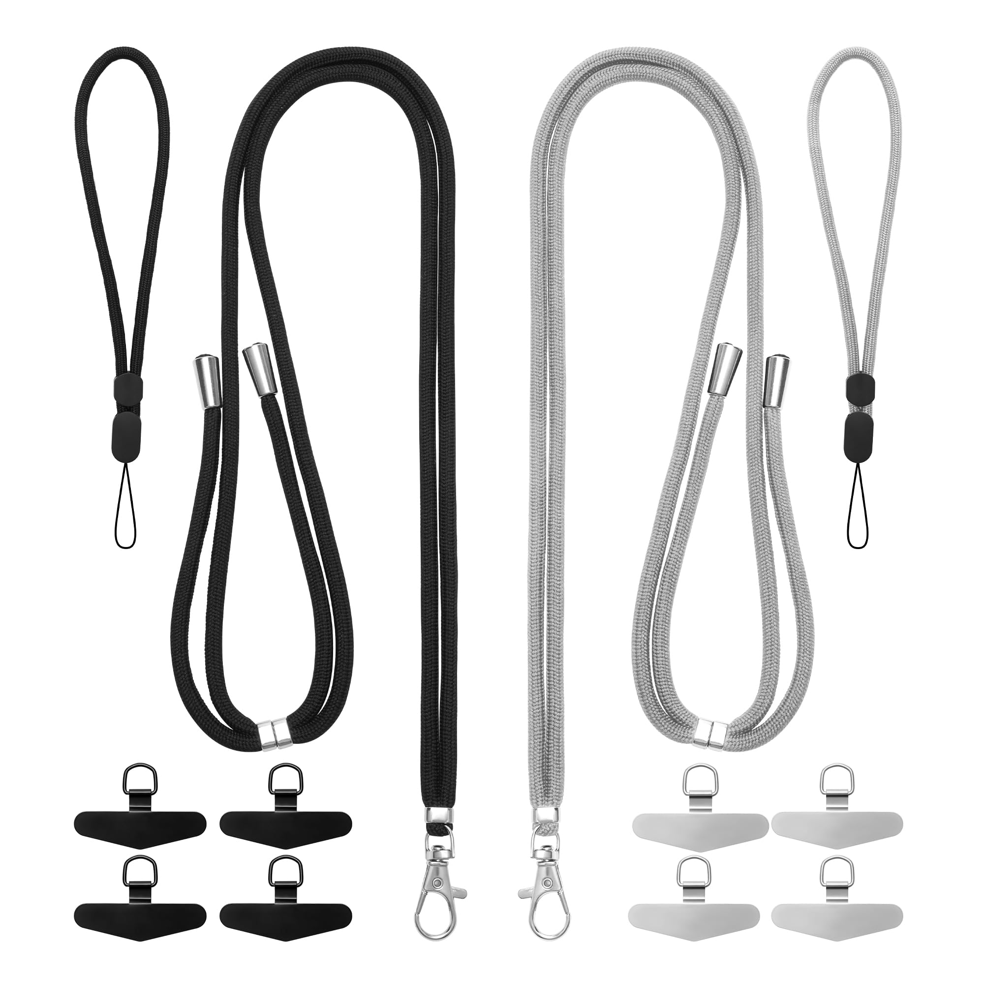 Photo 1 of Zhaoyao Cell Phone Lanyard, Adjustable 2p Cell Phone Lanyard & Wristband Crossbody Design Hands-Free Convenience Phone Lanyard with 8p Black & Silver Phone Tether Tab