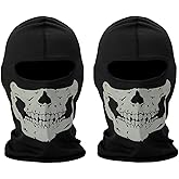 Nuoxinus 2 Pack Balaclava Black Ghosts Skull Full Face Mask for Men Women Cosplay Party Halloween Motorcycle Bike Cycling Outdoor Skateboard Hiking Skiing