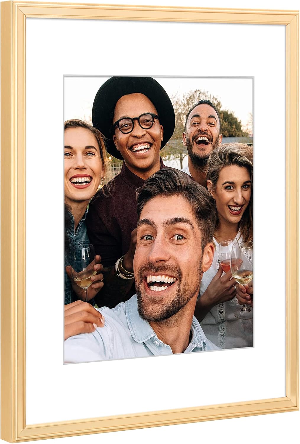 Wall Décor - Anozie 11x14 Picture Frame Gold, Display 8x10 Frames with Mat or 11x14 Without Mat, Simple Designed Frame Set with HD Plexiglass for Wall Mounting, 1 Pack