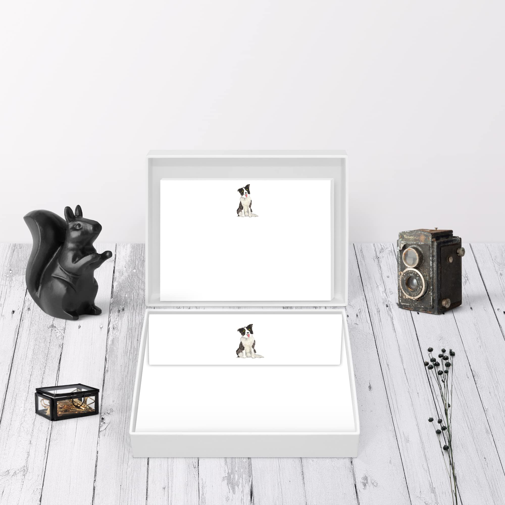 Me Loovely Border Collie Flat Notecard and Envelopes Sets A6 Size Animal Blank Note Cards All Occasion Greeting Card | Christmas Gifts (Pack of 20)