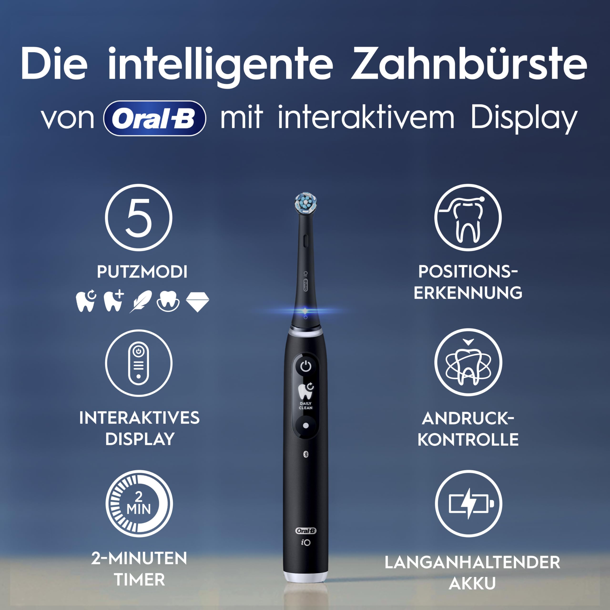 Oral-B iO Series 6 Plus Edition Elektrische Zahnbürste/Electric Toothbrush, Inkl. 3 Aufsteckbürsten, 5 Putzmodi für Zahnpflege, Reise-Etui, Designed by Braun, Schwarz 3