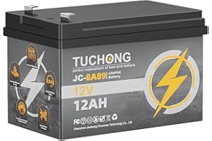 TUCHONG Lithium Battery, 12V 12Ah LiFePO4 Battery, Up to 5000+ Deep Cycle and 15-Year Lifetime Lithium Iron Phosphate Rechargeable Batteries with BMS for Small UPS, Solar Power, Fish Finder (12V 12AH)