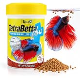 TetraBetta PLUS Floating Mini Pellets, Fish Food With Natural Color Enhancer, 1.2 ounces