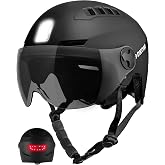 DKONI Adult Bike Helmet with Front and Rear Lights, HD Tinted Visor | Flashing Rear‑Light Modes, Type‑C Rechargeable, Clear Face‑Shield Visor, Washable Pads, M‑L Sizes, 7‑Color Options