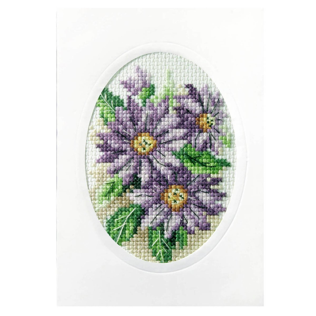Orchidea Purple Dahlias Card Cross Stitch Kit