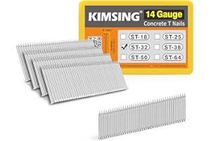 CHINA-TOP SILVER KIMSING 14 Gauge 1-1/4'' (32mm) Length Concrete Nails 800 PCS/BOX, Concrete T-Nails for Concrete Nailers Smooth Shank