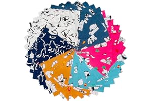 DMFR Cotton Fabric Squares 5x5 Charm Packs for Quilting 5 inch for Baby Boy Sewing Patchwork 42pcs (Dog Fabric)