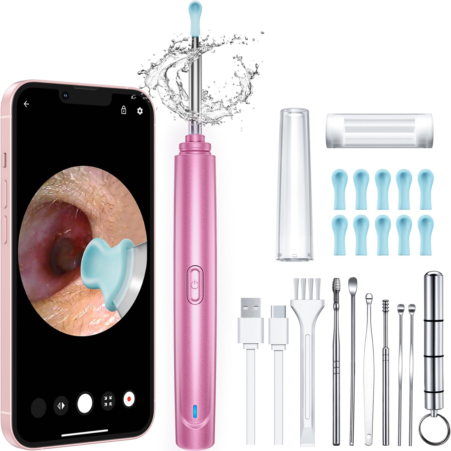 Photo 1 of Ear Wax Removal Tool, Ear Cleaner with Camera, 1296P HD Camera and 6 LED Lights, Ear Cleaning kit with 10 Ear Pick Tips, Ear Wax Removal Kit for iOS and Android(Light Pink)
