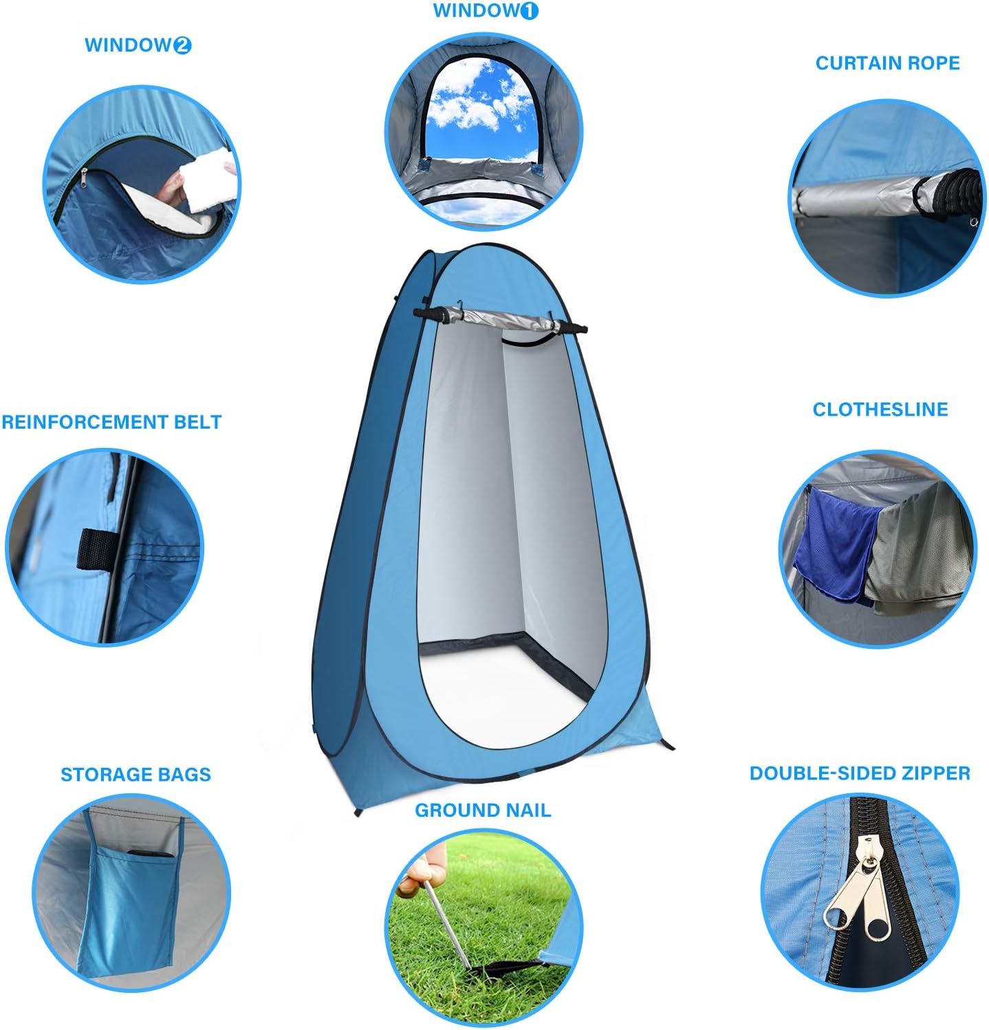 anngrowy Pop Up Privacy Tent Shower Tent Portable Outdoor Camping Bathroom Toilet Tent Changing Dressing Room Privacy Shelters Room for Hiking and Beach – UPF 40+ Waterproof with Carry Bag : Sports & Outdoors