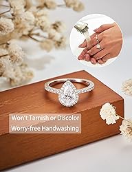 Oivley 2CT Pear Shaped Engagement Rings for Women