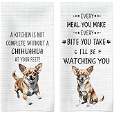 Tzhim Chihuahua Gifts Kitchen Towels Set of 2, Chihuahua Gifts for Women, ChihuahuaDog Dishcloths Dish Towels Tea Towels, ChihuahuaDog Hand Towels, Dog Kitchen Bathroom Decor, 16x24inch