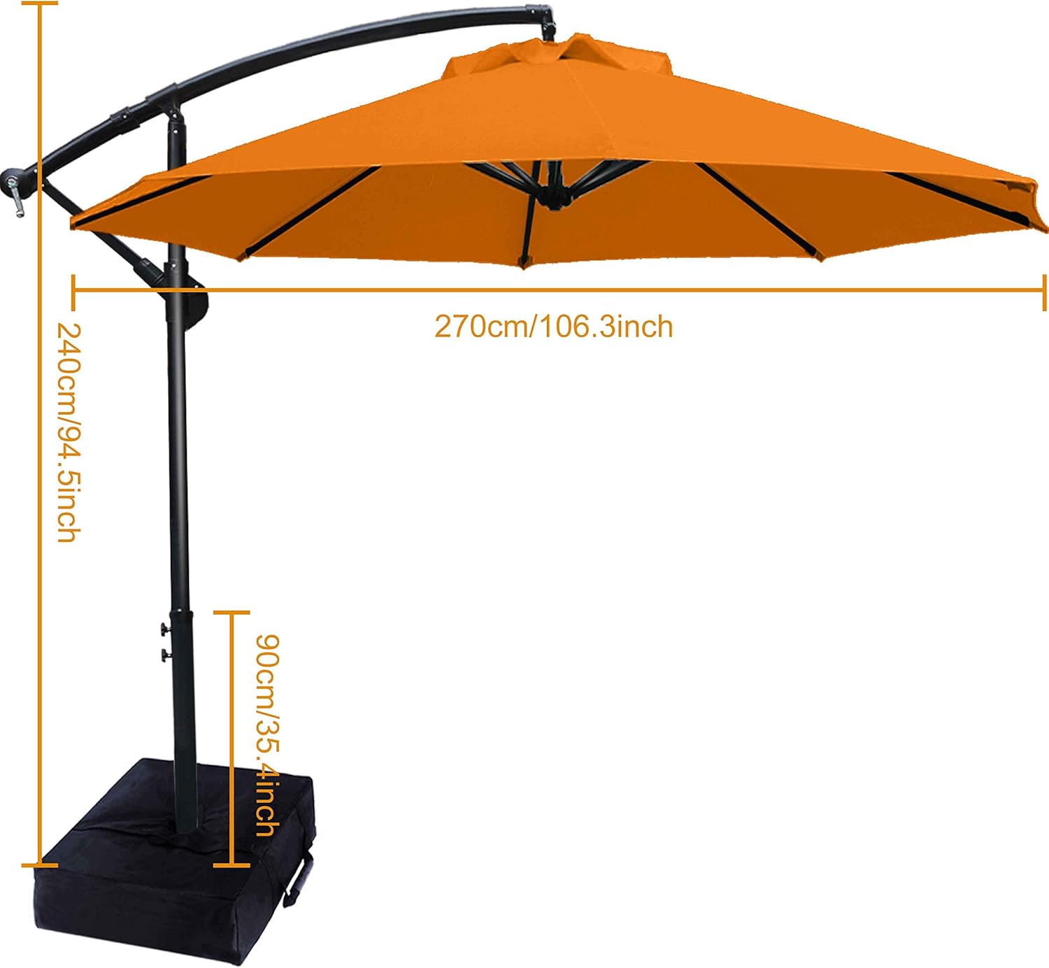 Backyard Abccanopy Patio Umbrellas Cantilever Umbrella Offset Hanging Umbrellas 9 Ft Outdoor Market Umbrella With Crank Cross Base For Garden Deck 12 Colors Turquoise Pool And Beach Patio Furniture Accessories Umbrellas
