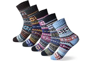 MORECOO Womens Winter Socks - Gift for Women - Thick Wool Socks Soft Warm Casual - Women Socks Gift Socks 5 Pairs