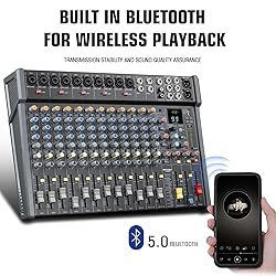 JXSOU Audio Mixer, 18-Channel DJ Mixer Bluetooth
