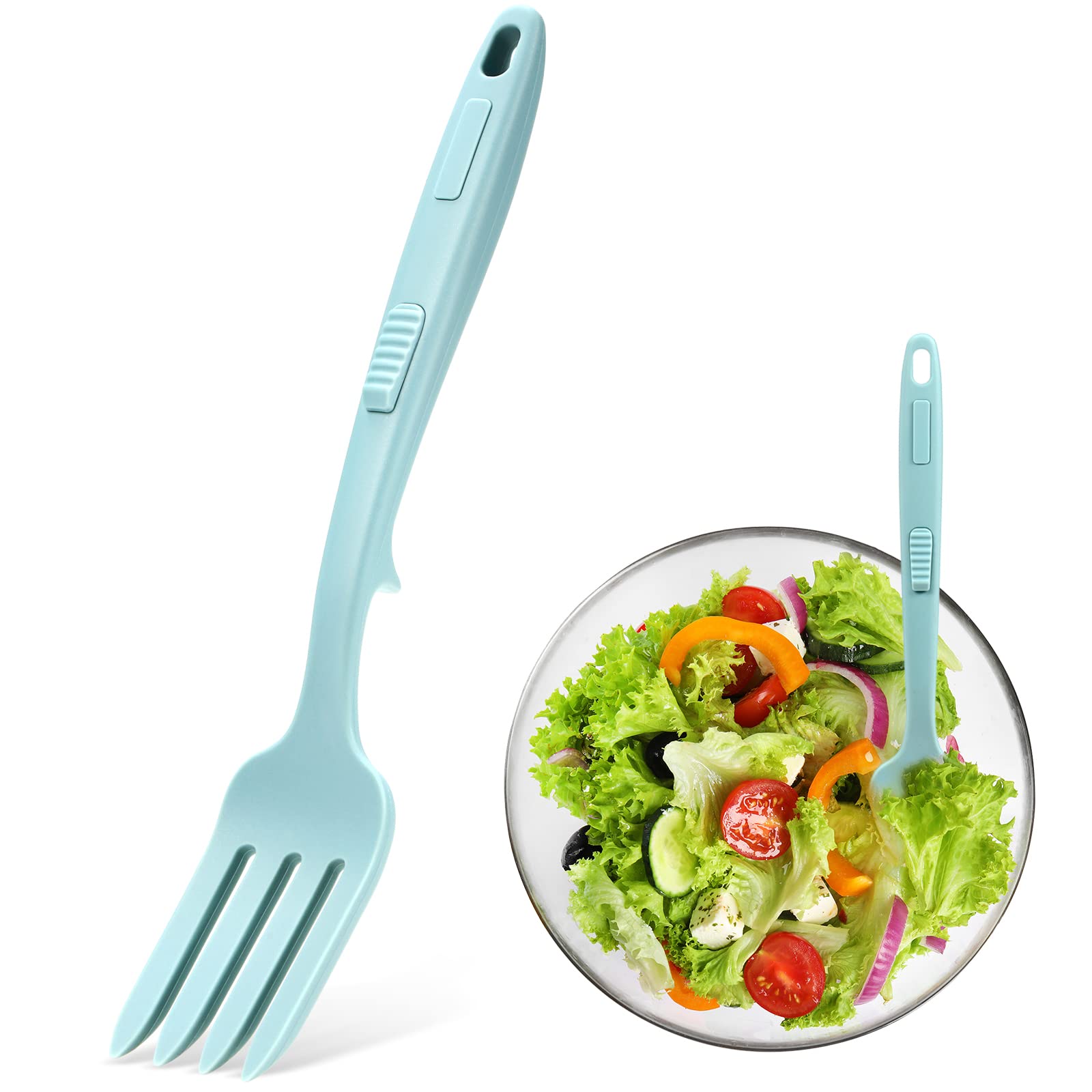 Photo 1 of Lounsweer 10 in 1 Silicone Flexible Fork 11 Inch Cooking Tools and Utensils Heat Resistant Cooking Fork Dishwasher, Mixes Ingredients, Mashes Food, Whisks Eggs, Baking, Mixing Made Easy(Lake Blue)