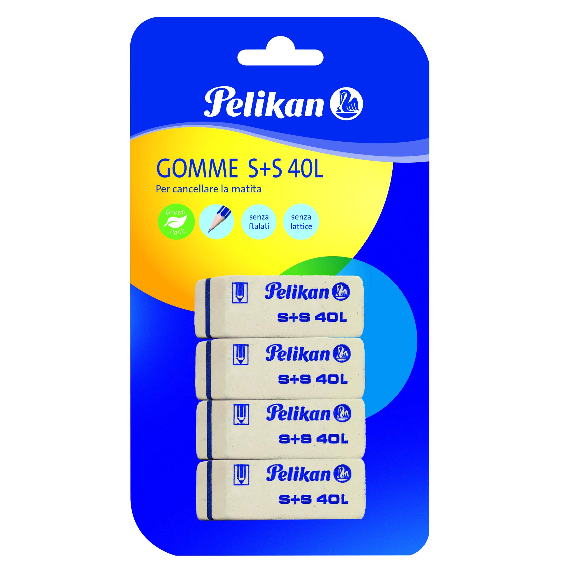 Pelikan Erasers S+S 40, White, Pack of 4, for Charcoal and Graphite, Latex and Phthalates Free, Made in Germany