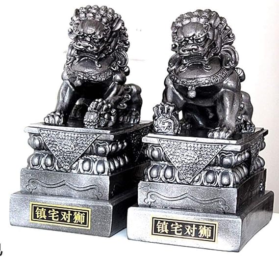 XLAHD Par de estatuas de Leones Fu Foo Perros Feng Shui Decoración