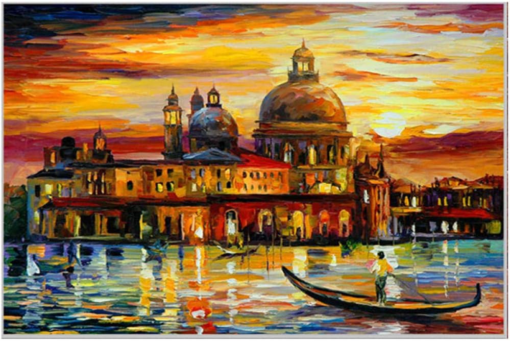 luckykyky 5D Diamond Painting Kits Italy City Landscape Cross Stitch Diamond Embroidery Home Decoration Mosaic Round Diamond 16X20Inch/40X50Cm