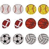 Sports Ball Stud Earrings Set for Women, Lightweight Game Ball Basketball Football Tennis Earrings for Sports Theme Game Day Jewelry Accessories