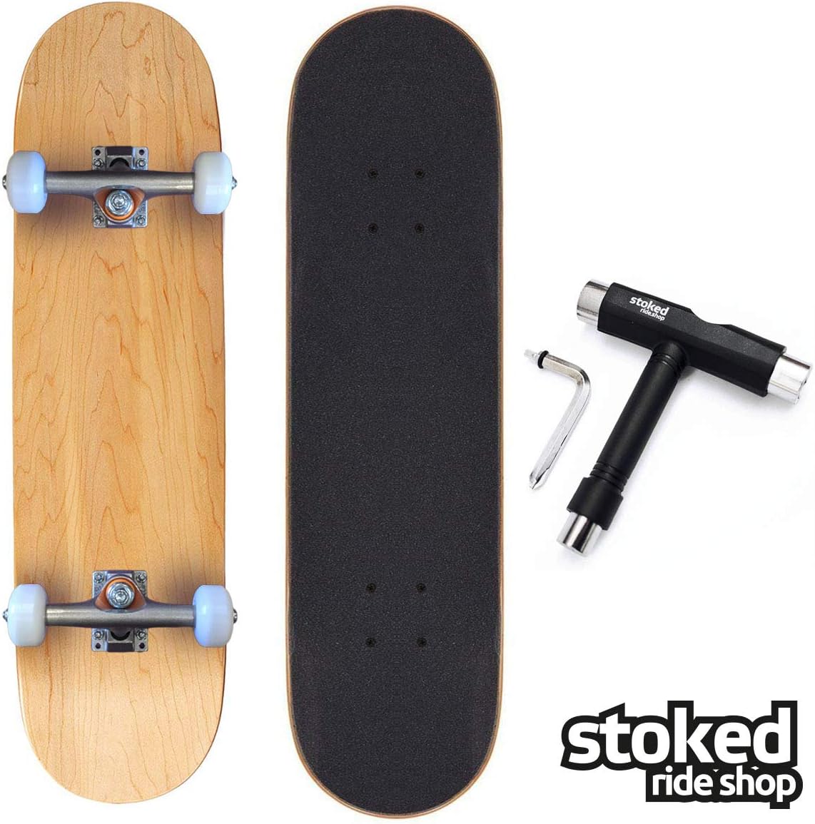 Stoked Ride Shop Blank Skateboard Completes | 7.75" / 7.875" / 8.0" / 8.25" / 8.5" | Various Colours & Stains | Complete w/Hardware, Wheels, Trucks, Grip Tape