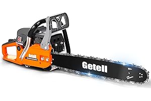 Getell 58cc Gas Chainsaw, 20-Inch, 2-Cycle Gas Powered Chainsaw for Trees with Enhanced Safety Features and Automatic Oiler for Precision Wood Cutting