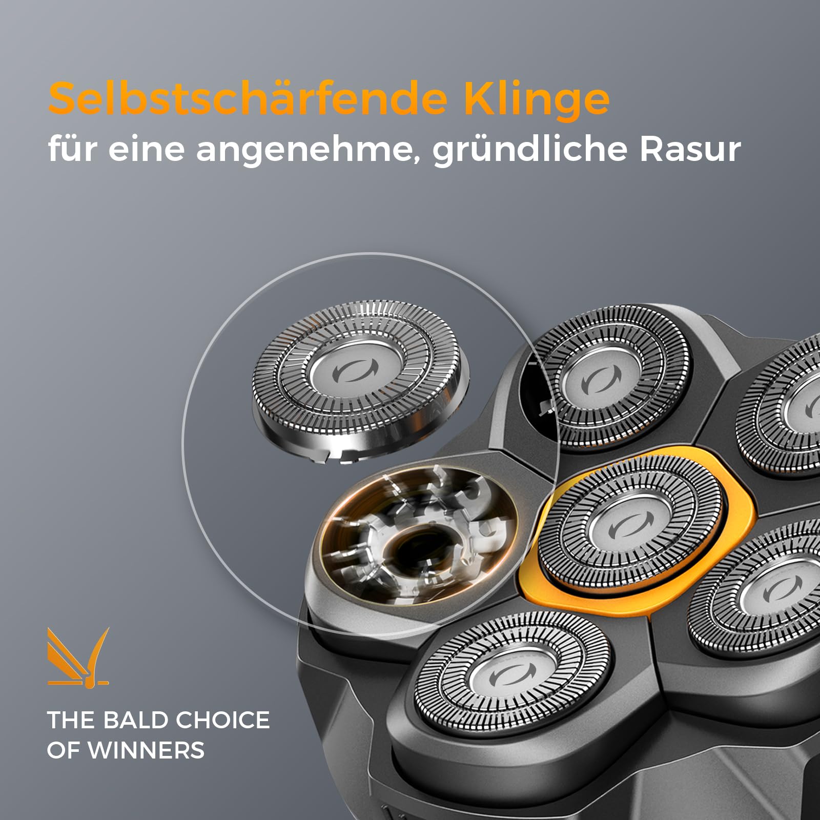 Glatzen Rasierer Herren, 180 Min Akku & flexibler 360grad-Scherkopf, Magnetische Leicht zu Reinigen, Beruhigt nach der Rasur, ohne Schnittgefahr und Hautirritationen, Shaver auch für Bart 3