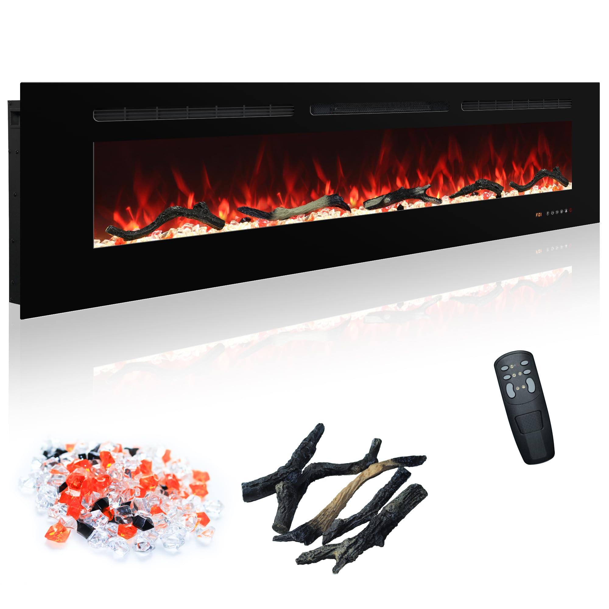 Photo 1 of ***IT IS UNKNOWN IF IT HAS MISSING PARTS***Carsynflame Electric Fireplace 60 In, Wall Mounted & Recessed Electric Fireplace Inserts, Remote & Touch Screen Control, 169 Flame Color Combinations, Timer & Thermostat Fireplace Heater, 1500W, Black