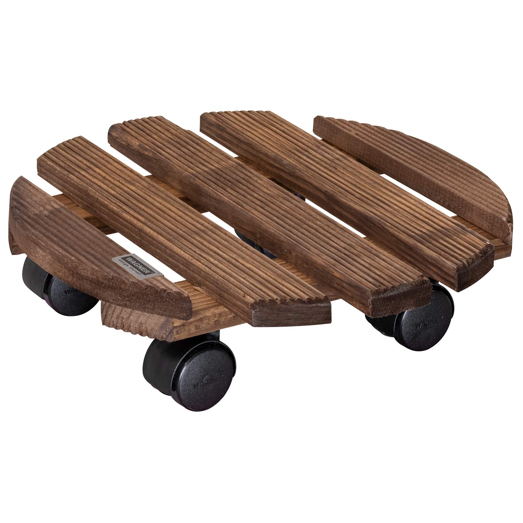 WAGNER Plant trolley COUNTRY Ø 30 x 8 cm I For indoor use I Non-slip rolling board I Made of FSC®-certificated solid wood, rosewood coloured I Load capacity 100 kg I Made in EU - 20018301
