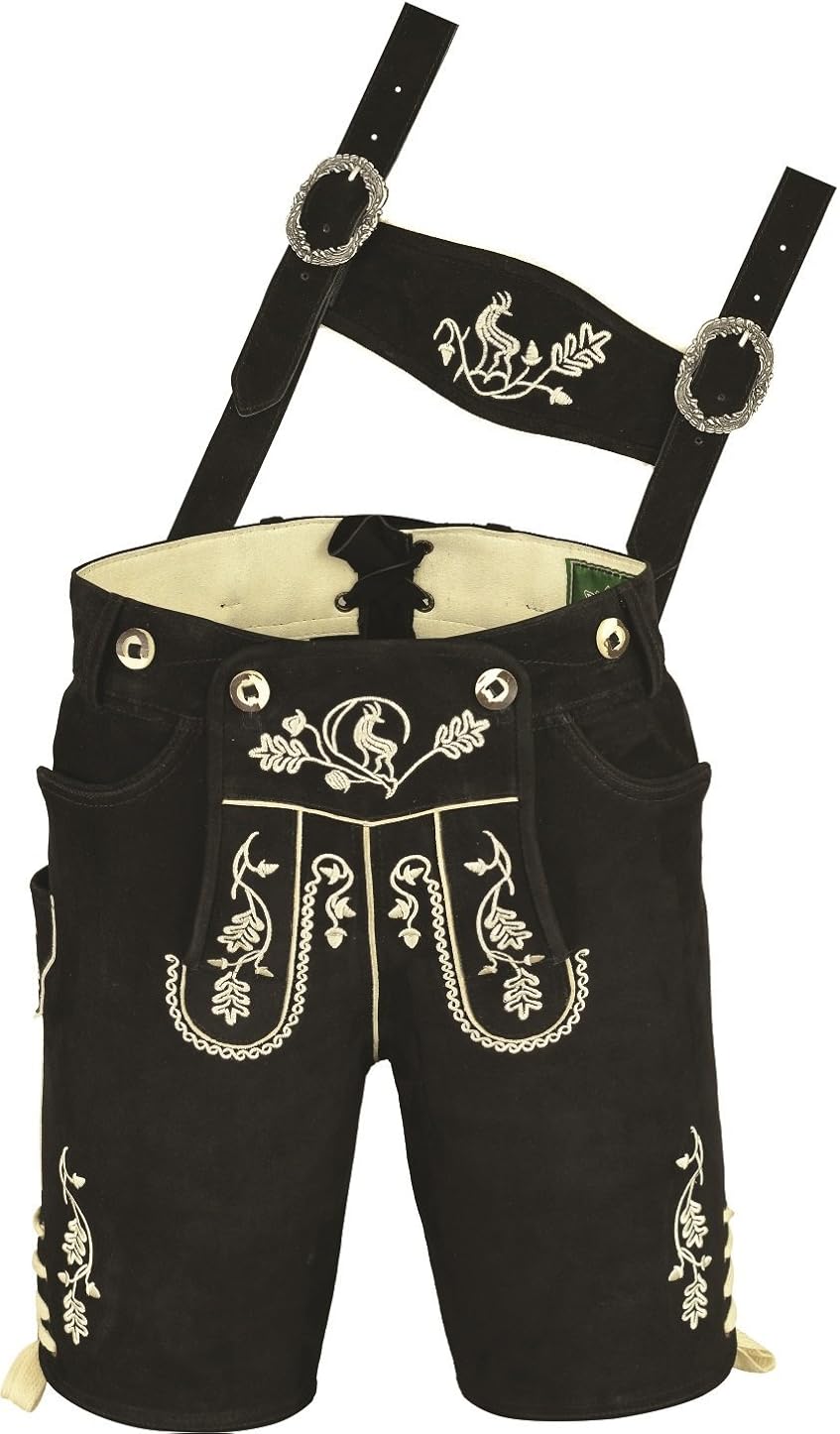 Lederhose Herren Lang Kurze Lederhose Herren Lederhose Kurz Mit Hosenträger – Echt-Leder Für Oktoberfest & Trachten Alpenjäger Trachtenhose Trachtenhose Herren