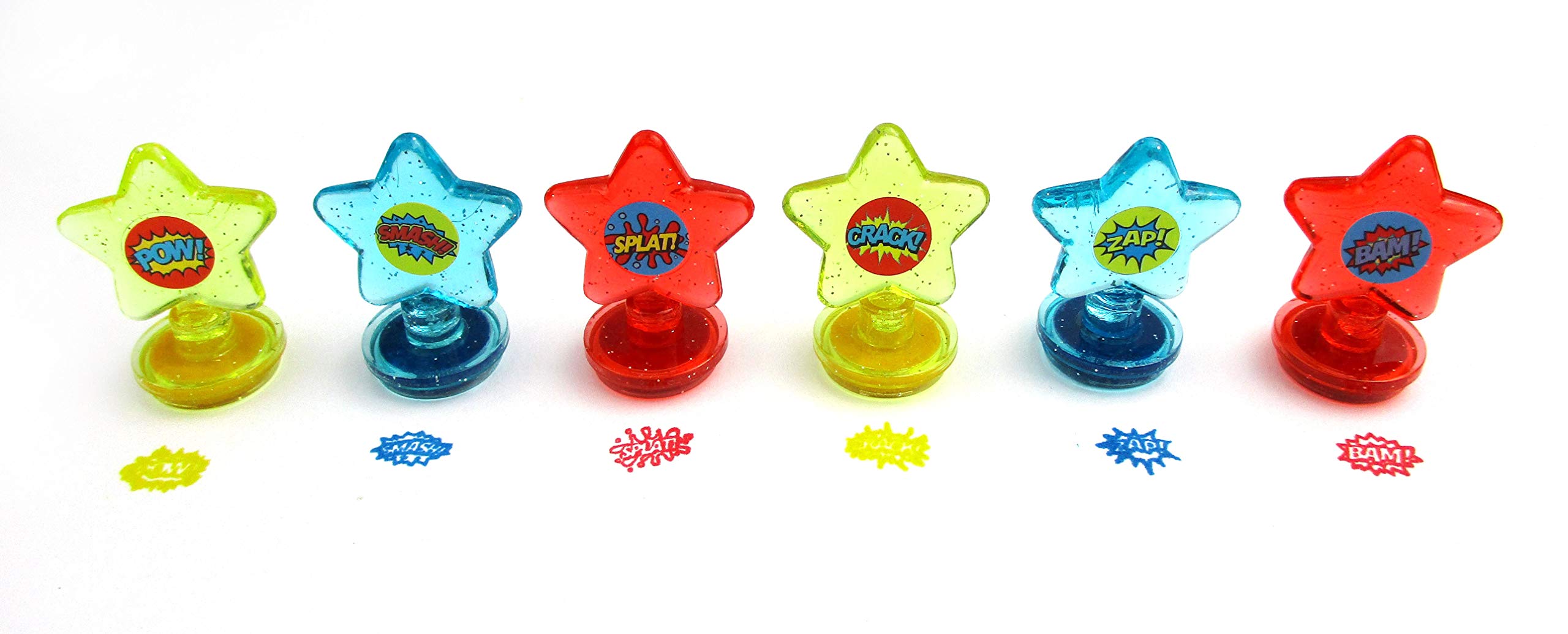 TINYMILLS 24 Pcs Superhero Rainbow Stackable Crayon with Stamper Topper