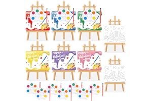 Golden Associate Valentines Day Cards Easel Cardboard for Kids School 24 Pcs, Mini Watercolor Paint Sets, Classroom Exchange Valentines Gifts Party Favors for Boys Girls