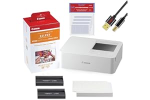 NEEGO Canon SELPHY Printer, Instant Photo Printer with 108 Color Ink Paper Kit Selphy CP1500 Wireless Portable Photo Phone Printer (White) Printer Cable Print Protector (100 Sheets)