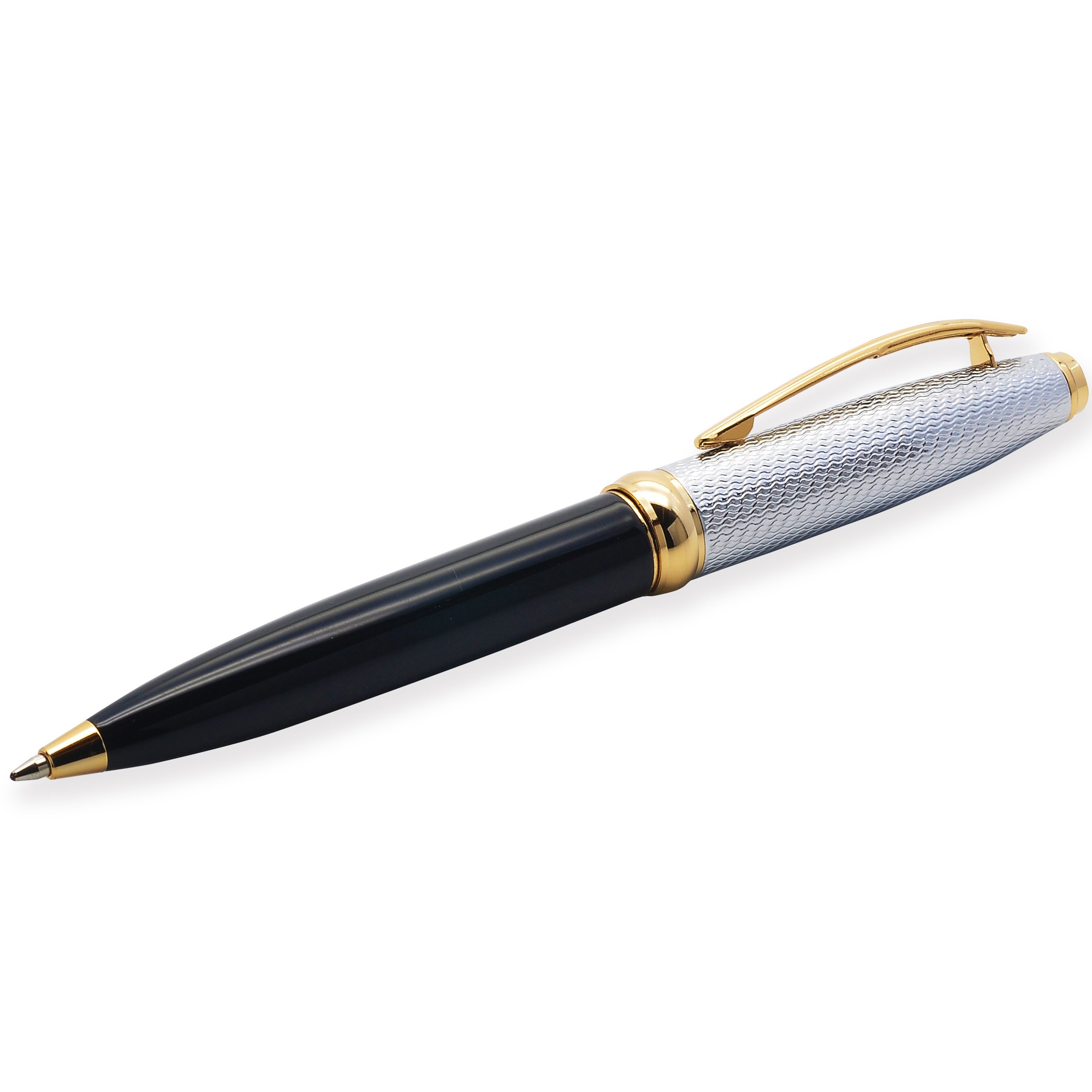 LACHIEVA LUX Stylish Black Metal Ballpoint Pen with Premium Gift Box for Men and Women (Black/Gold)