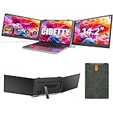 Ultra Thin Laptop Screen Extender Monitor Portable,14.2" 1080P FHD Lightweight Triple Screen,Portable Monitor for Laptops,Fit for 13-17" Laptop,Plug & Play Compatiable with Win/Mac/Chrome/Android