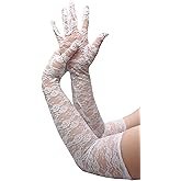 ATHX Women's Lace Floral Opera Tea Party Long Gloves Bridal Wedding Prom Formal Gloves Costume Accessories