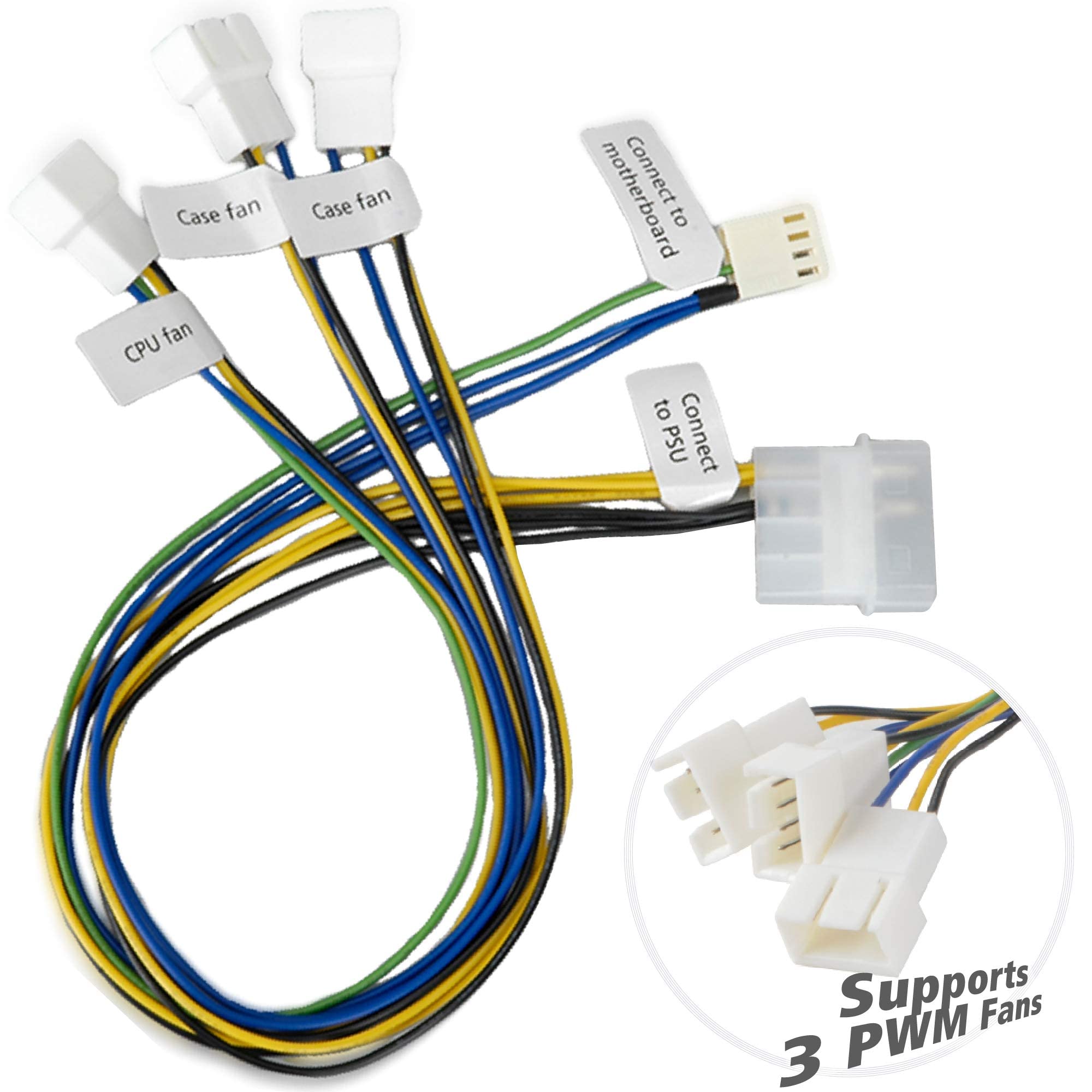 Akasa PWM Splitter - Smart Fan Cable | Supports 3 PWM fans from a single motherboard header | AK-CB002