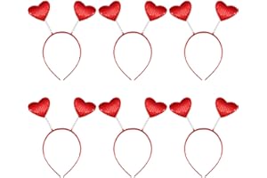 WILLBOND 8 Pieces Red Heart Sequin Headband Red Love-shaped Head Boppers for Valentine's Day Holiday Festival Accessoires