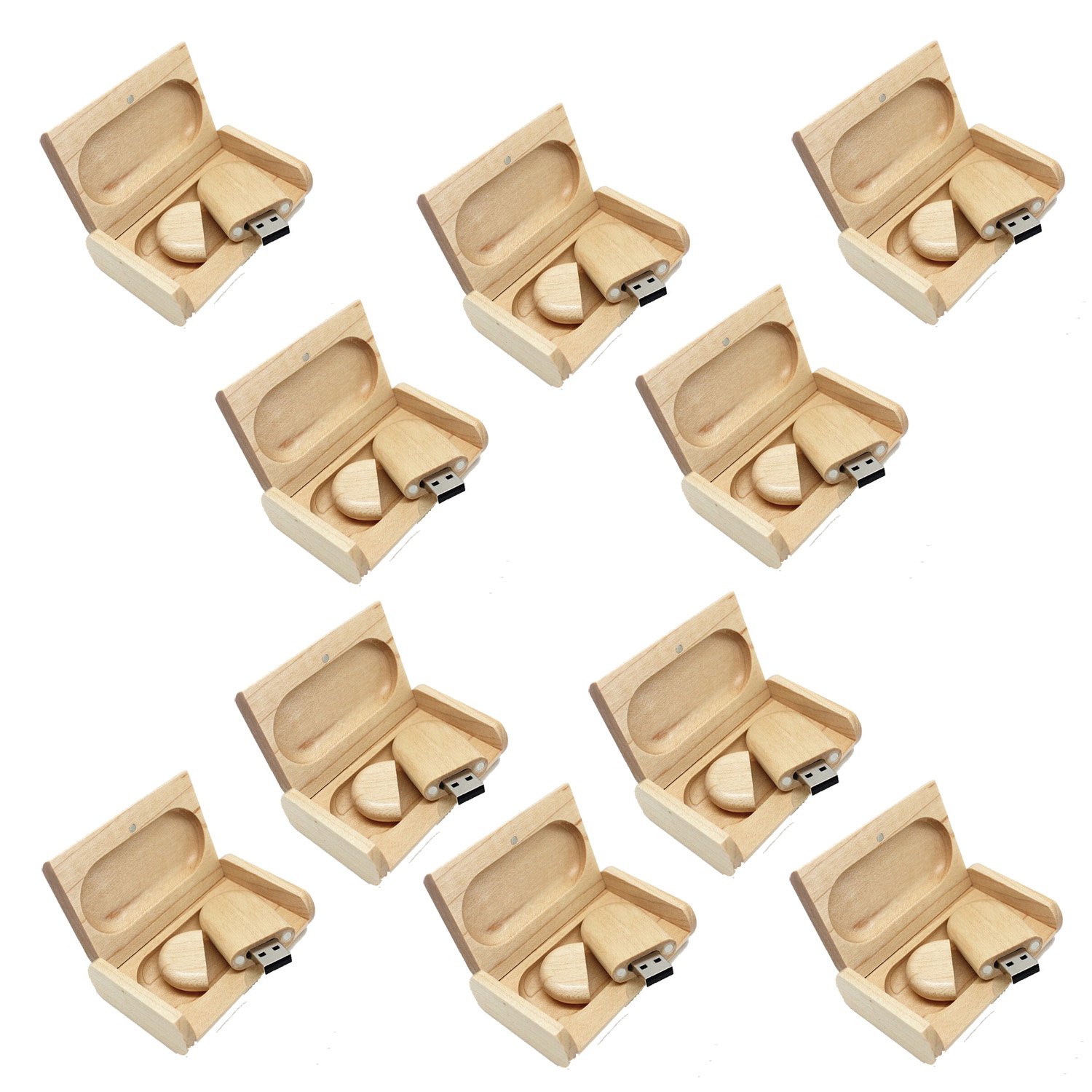 A Plus + 10 x 8GB Wooden USB Flash Drives with Wooden Boxes