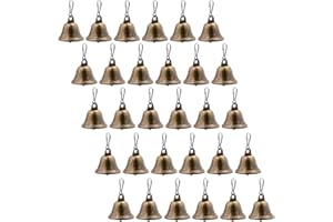 30 Pieces Small Craft Bells,Vintage Bells for Crafts Brass Bells with Hanging Hole & Hooks Jingle Bells for Door Decor,Wind C