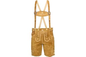 STEIGENHÖFER MANUFAKTUR STEIGENHÖFER Men's Short Bavarian Lederhosen for Oktoberfest - Designed in Germany - Genuine Suede in 4 Colors, Sizes 28-44