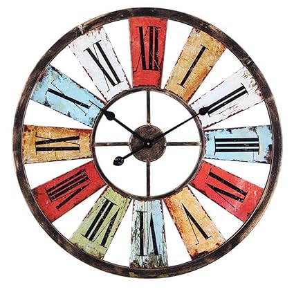 Amazon Com Wall Clock Large Round Industrial Metal Clock