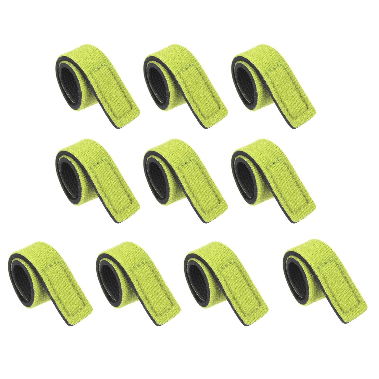 PATIKIL Fishing Rod Strap, 10 Pack 20cm Stretchy Belts Holders Pole Sleeve Cover for Boating, Green