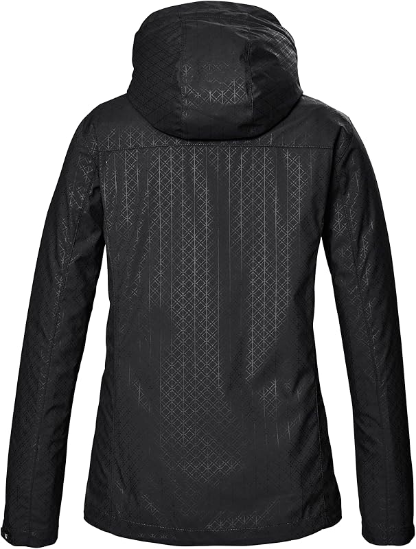 Damen Softshelljacke/Outdoorjacke mit abzippbarer Kapuze KOS 121 WMN SFTSHLL JCKT GRPHIC, schwarz, 42, 42852-000