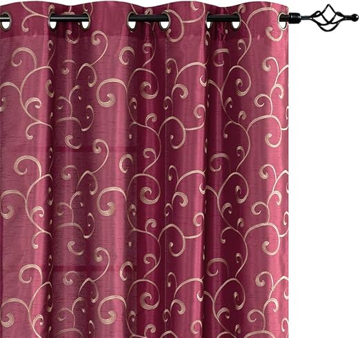 Amazon Com Jinchan Curtains Burgundy Red 84 Inches Living Room