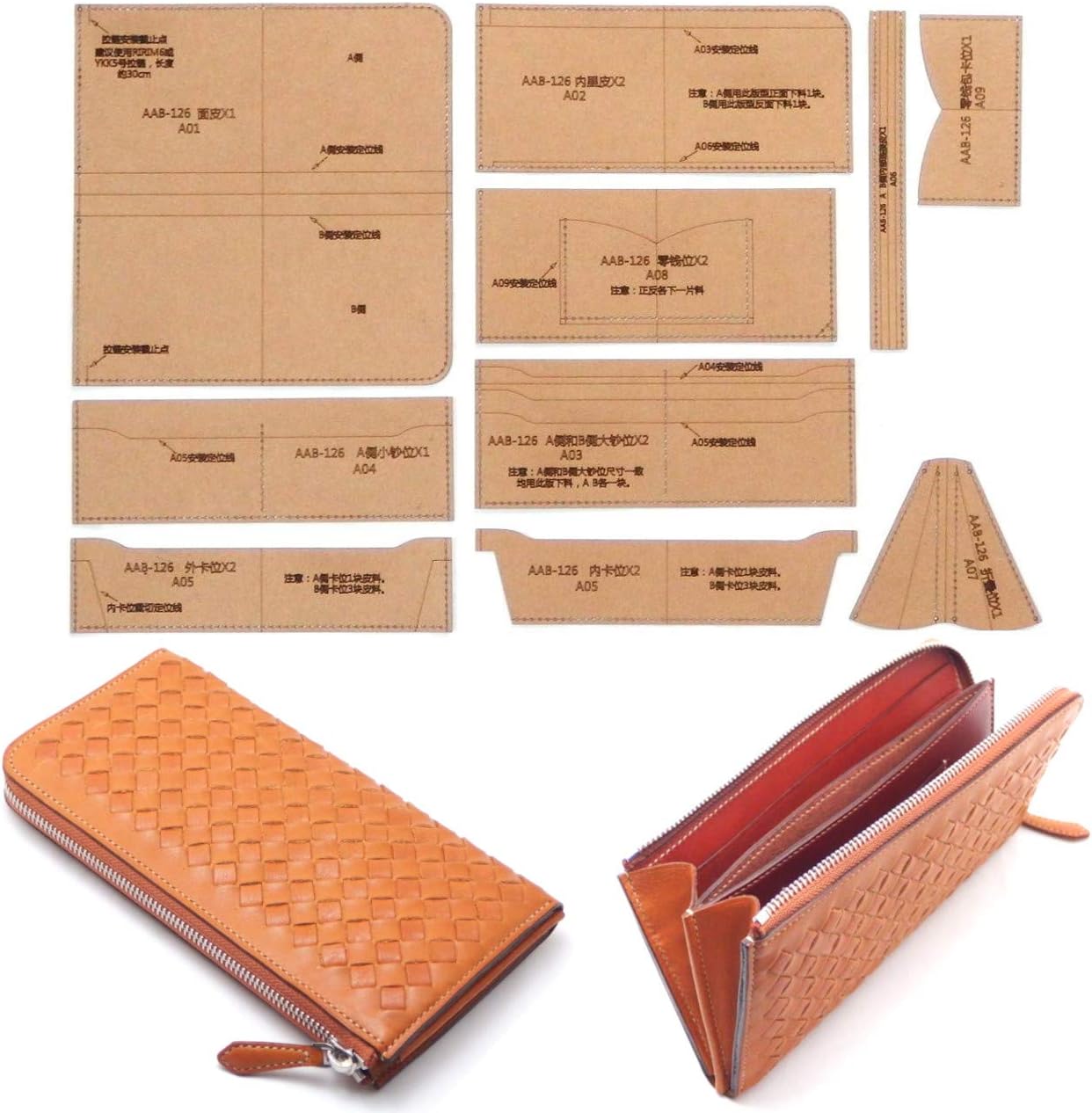 Amazon Co Jp アイランドパピー レザークラフト 硬質紙製 型紙 革 長 財布 バッグ カバン 説明シート付き L字ファスナー長財布 ホビー