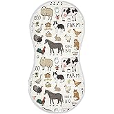 Kigai Farm Animals Muslin Baby Burp Cloths - Super Absorbent and Soft Burping Rags - Cotton Burp Clothes Set for Boys and Girls, 1 Pack