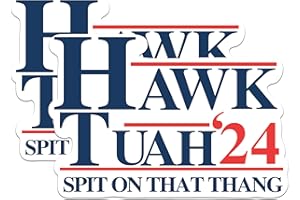 BLISS MONKEY CO. (2 Pack) Hawk Tuah '24 Stickers - Spit On That Thing - Hawk Tush Spit On That Thang Sticker - Funny Viral Girl Meme - 5" On Longest Side - Premium Vinyl - for Cars, Trucks, Laptops - Made in USA