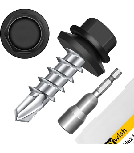 Power Pro ZXL Roofing Screws, Self-Drilling, Metal to Wood, Black