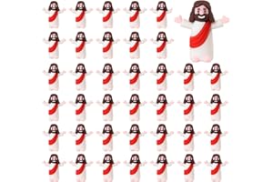 ARCHCRTC 50 Pcs Little Jesus Figurine Miniature Jesus Doll Tiny Jesus Figurine to Hide and Seek Classic Religious Gifts Christ Savior Jesus for Sunday Easter Eggs Stuffers Baptism Gift (50, Red)